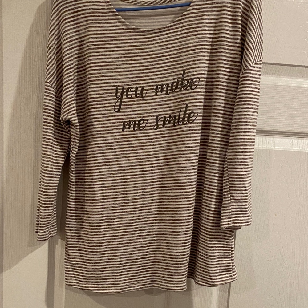 Striped Brown and White Women's Top